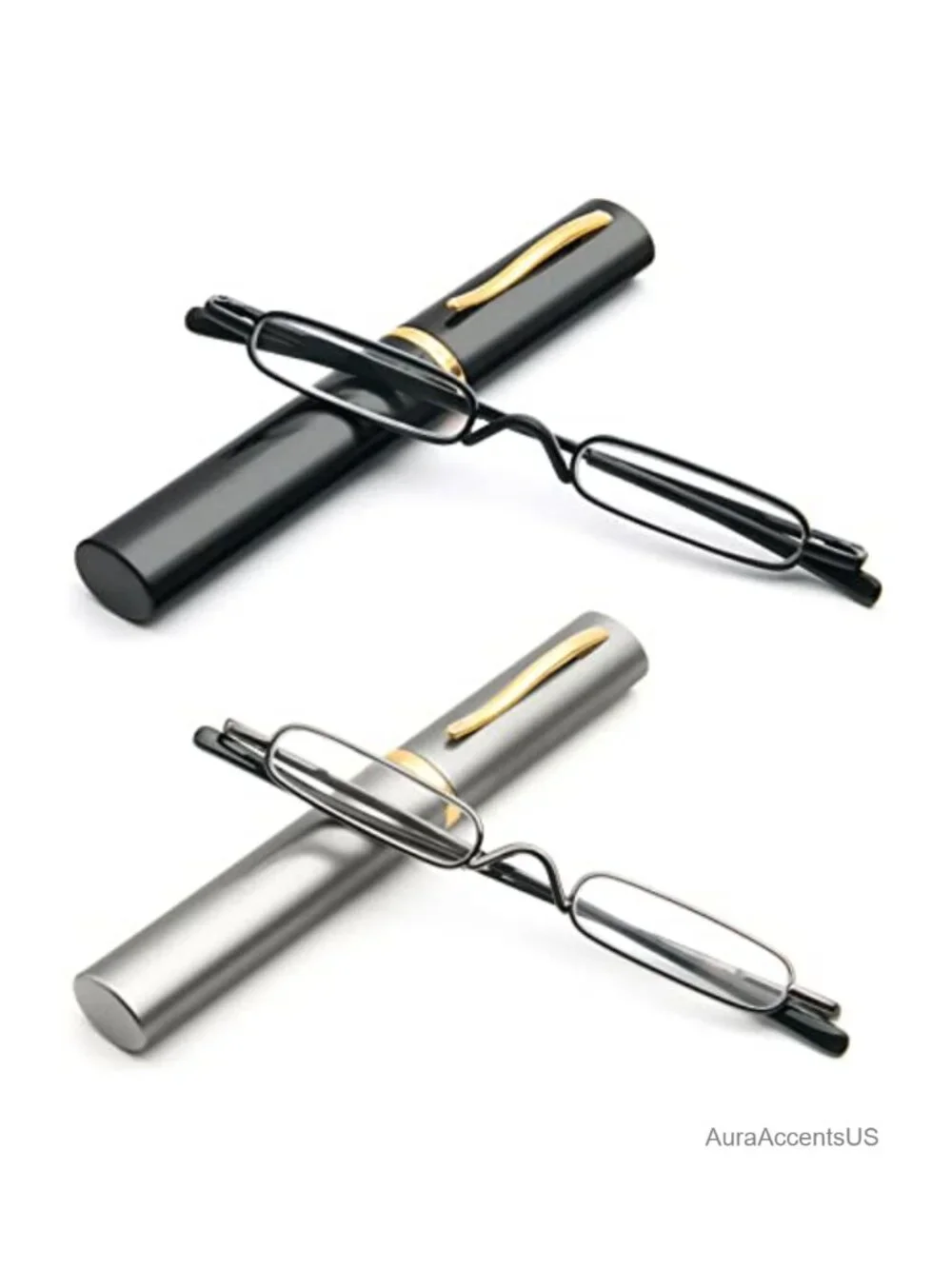 Mini Metal Reading Glasses with Case 2-Pack